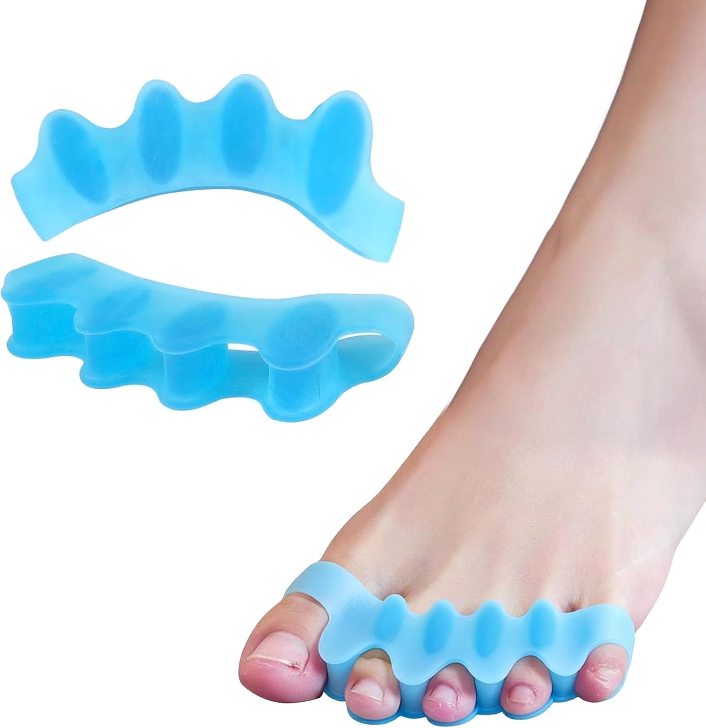 IUFQOZG Toe Separators Blue Silicone Gel Front View