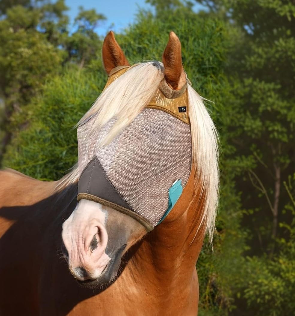 Tsz Horse Fly Mask front view for equine UV protection