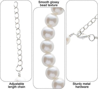 Small puppy wearing a Fengek luxury white pearl necklace for birthday party.