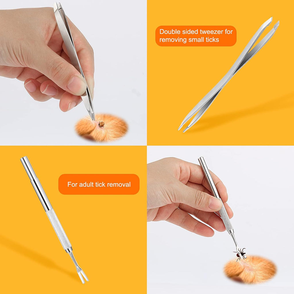 Stainless steel flea and tick extraction tools