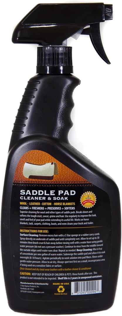 5 Star Equine Horse Saddle Pad Cleaner & Soak - Works on Horse Blankets, Wool and as a Leather Cleaner - Cleans, Freshens, Preserves & Softens 4-6 Equine Saddle Pads 24 oz. Spray Bottle - Image 9