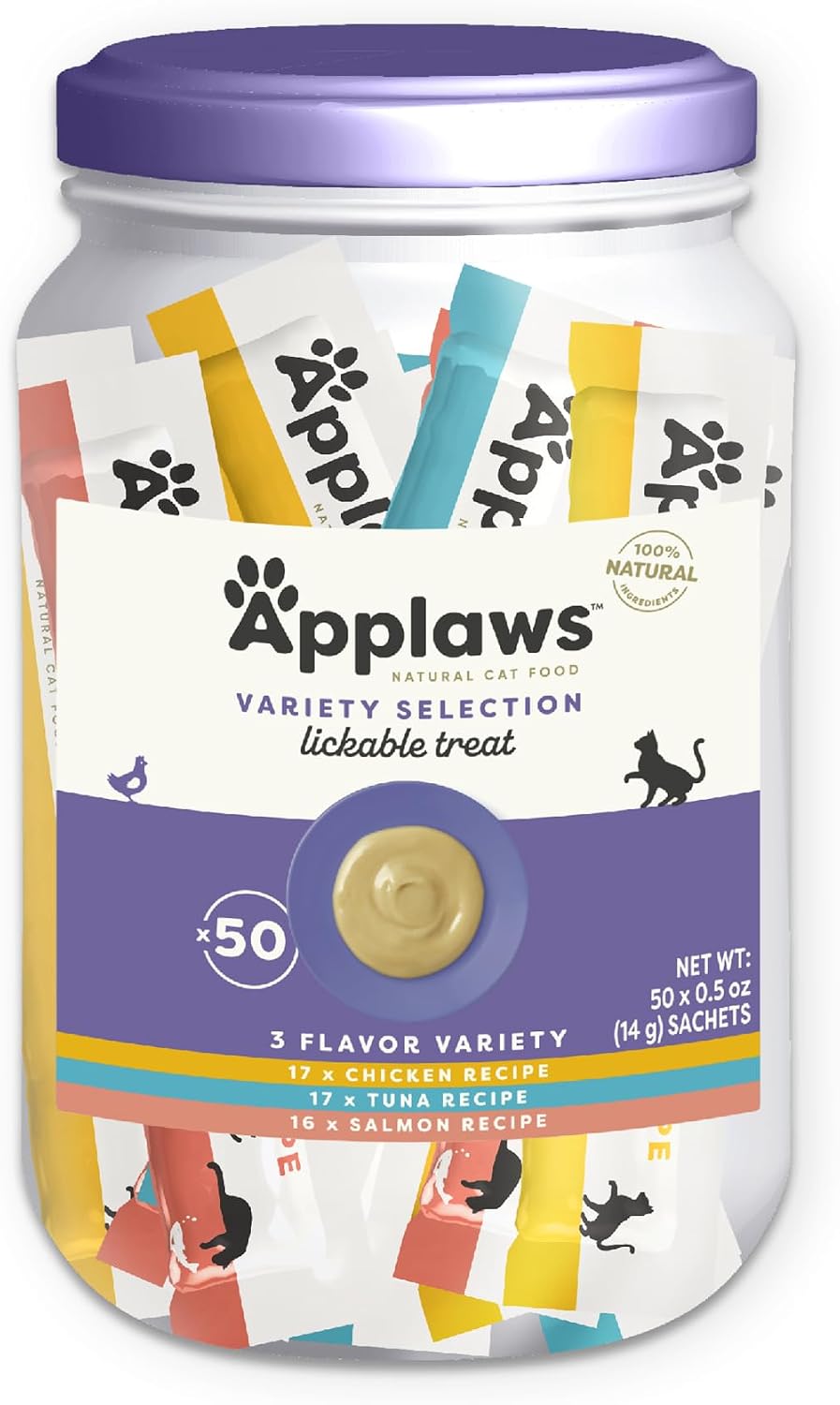 Applaws Lickable Cat Treats, Natural Grain-Free Pure, Made with Limited and Natural Ingredients, No Artificial Additives, Fish Squeeze Up Cat Treats (24 x 0.5 oz Sachets) - Image 14