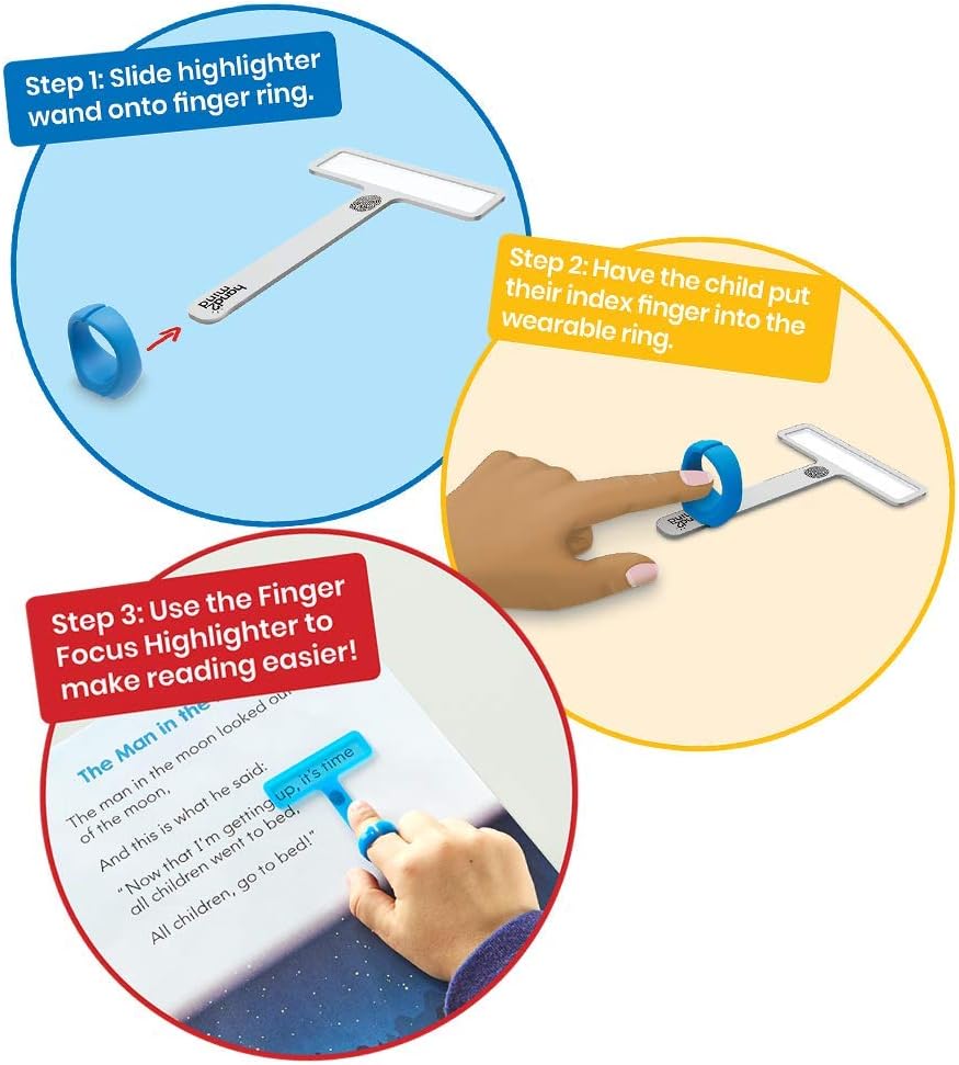 Hand2mind guided reading strips with interchangeable yellow and blue highlight wands