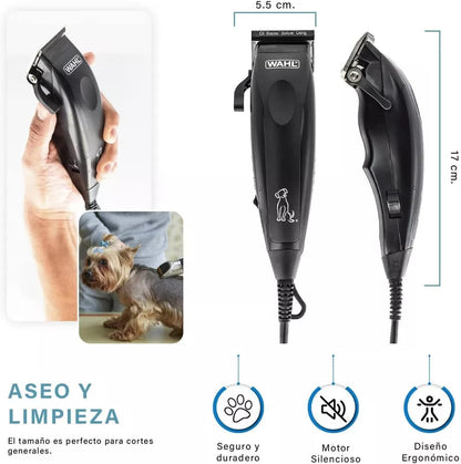 Close up of the ergonomic Wahl pet clipper for home grooming.