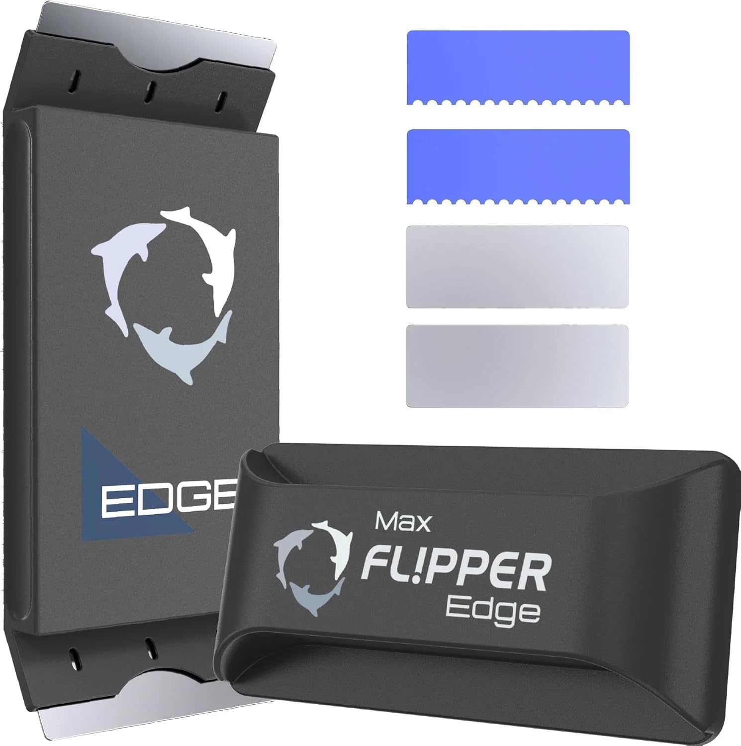 FL!PPER Edge magnetic aquarium cleaner front view showing the dual blade scrubber design.