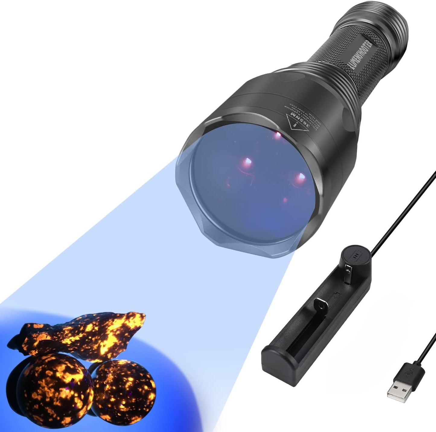 LUMENSHOOTER S3 365nm UV Flashlight with 3 LEDs, Powerful Blacklight Flashlights for Pet Urine Detection, Resin Curing, Rocks, Scorpion - Image 1