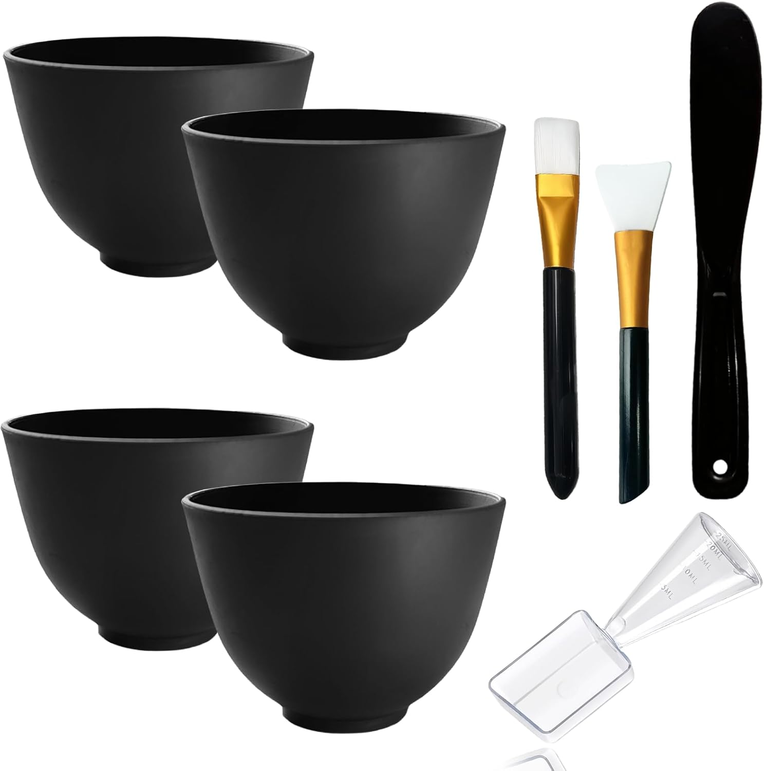 FERCAISH Silicone Mixing Bowl front view of the premium black flexible facial mask bowl set.