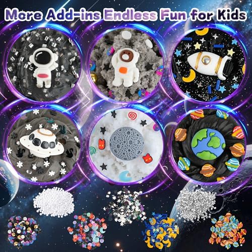 Three distinct textures of LAWOHO galaxy slime including white cloud grey cloud and clear black types