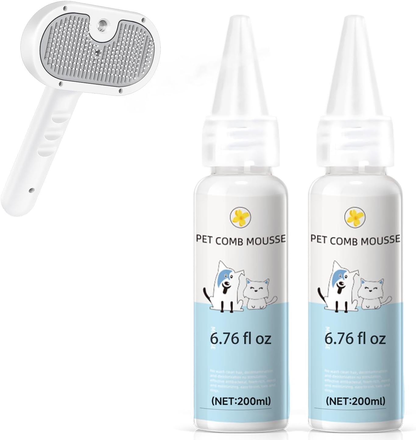 Pet Steam Brush Dog Cat 2026 New Grooming Comb for Shedding, Floating Hair, Smooth & Detangling, Gentle Cool Mist Softens Hair Reduces Static Helps Pets Who Dislike Bathing,2*Waterless Shampoo - Image 13