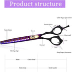 Purple Dragon pet hair cutting scissors with purple and black finish