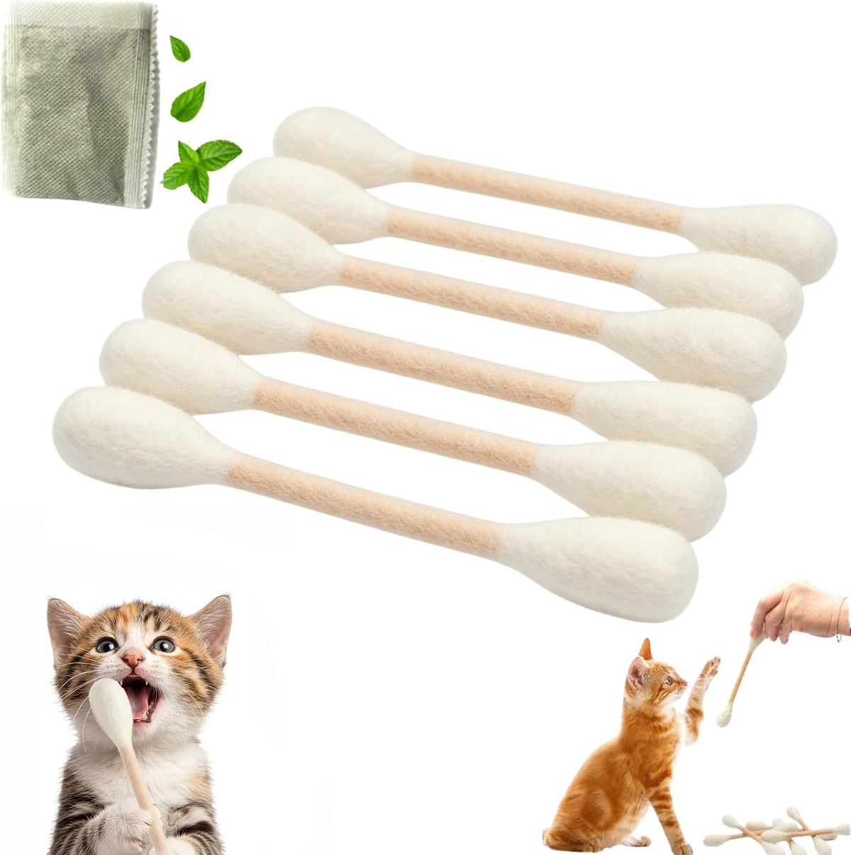 6 Pack Giant Cotton Swab Catnip Toys,Cat Q Tip Toy,Felt Interactive Kicker Chew Toys for Kittens & Indoor Cats, Soft Teething Toy with Organic Catnip, Eases Anxiety & Boredom, Cat Lover Gift (Orange) - Image 11