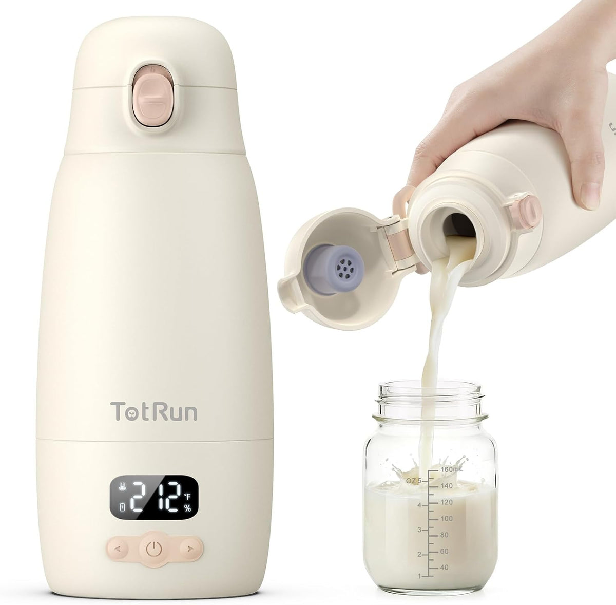 TotRun portable bottle warmer front view with digital display