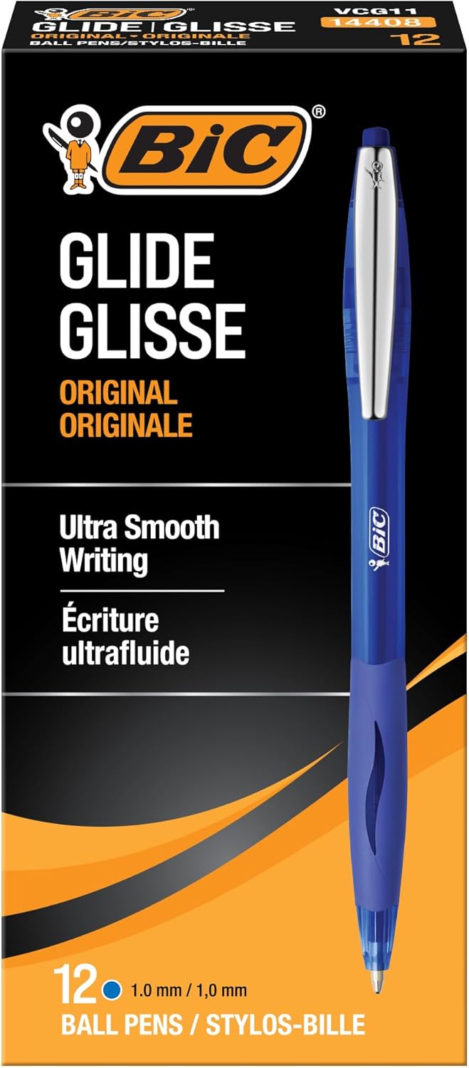 BIC Glide Black Retractable Ballpoint Pens, Medium Point (1.0mm), 12-Count Pack, Ultra Smooth Writing Black Pens - Image 11