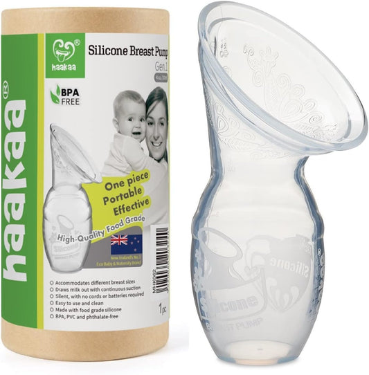 Haakaa silicone manual breast pump front view 4 ounce capacity