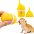 YeulYuuri pet feeding bottle yellow forty milliliter front view showing graduated measurements.