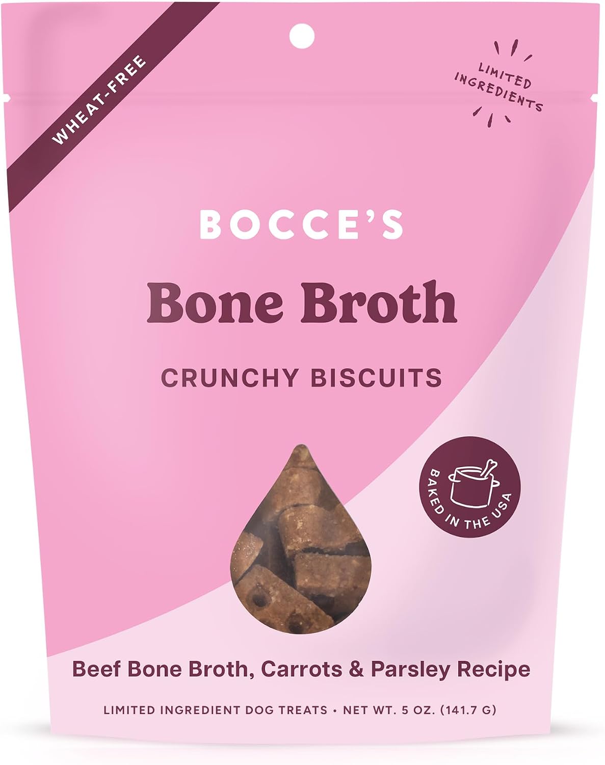Bocce's Bakery limited ingredient bedtime tea treats packaging back.