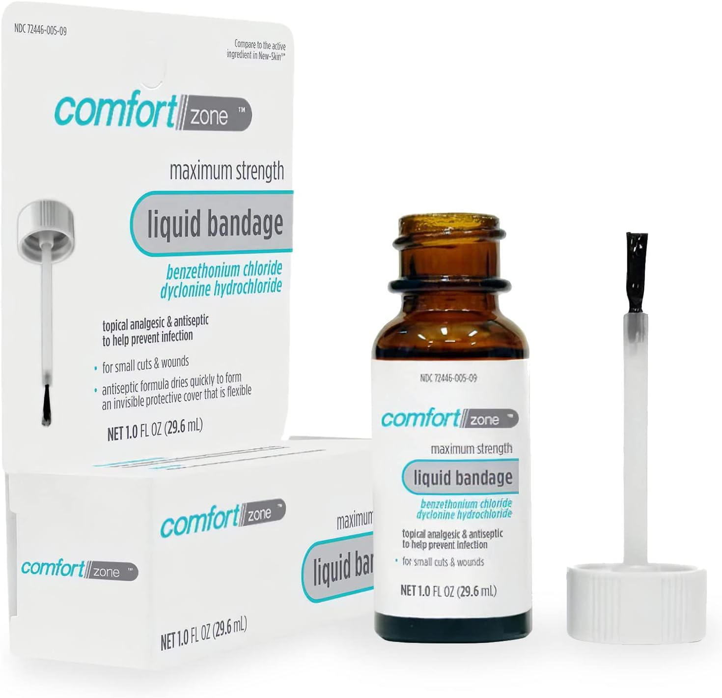 Comfort Zone Liquid Bandage front view bottle for minor cuts packaging