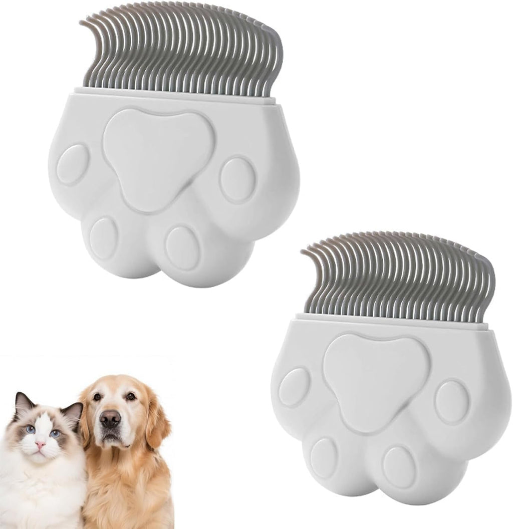 KQUQK pet dematting comb and detangler front view showing stainless steel teeth.