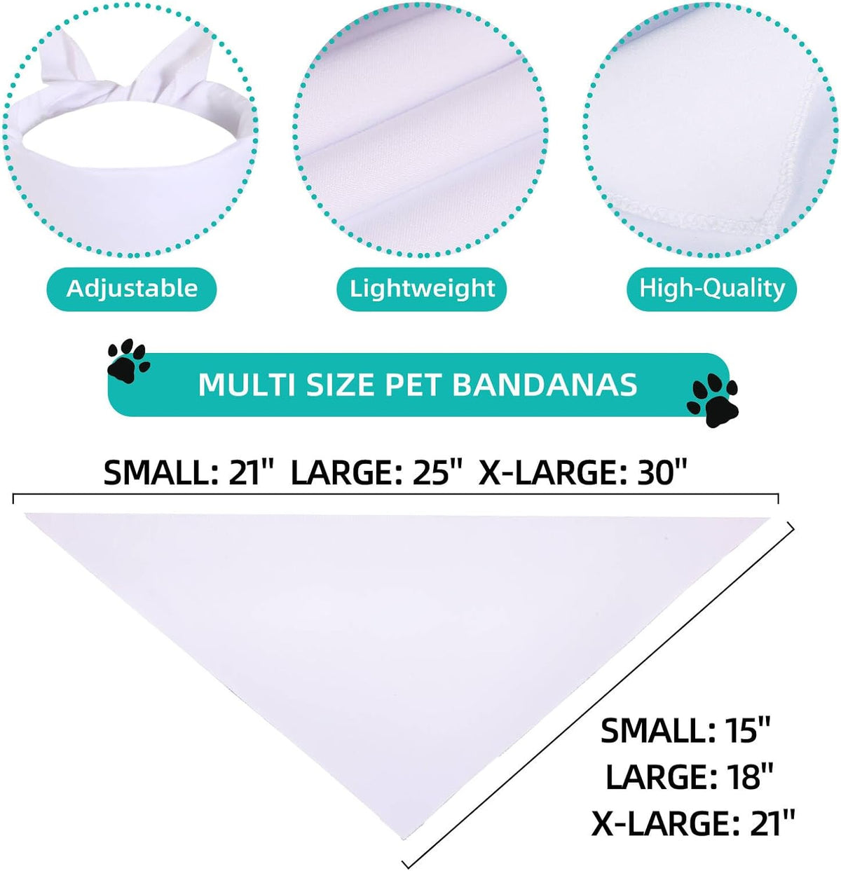 Plain white DIY heat transfer pet scarf displayed flat showing the triangle shape design.