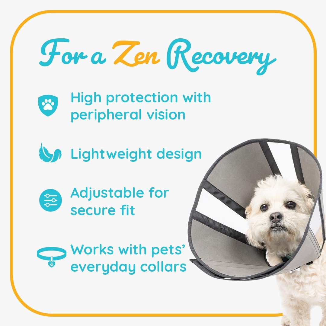 ZenPet medium size recovery cone collar packaged imported from the USA