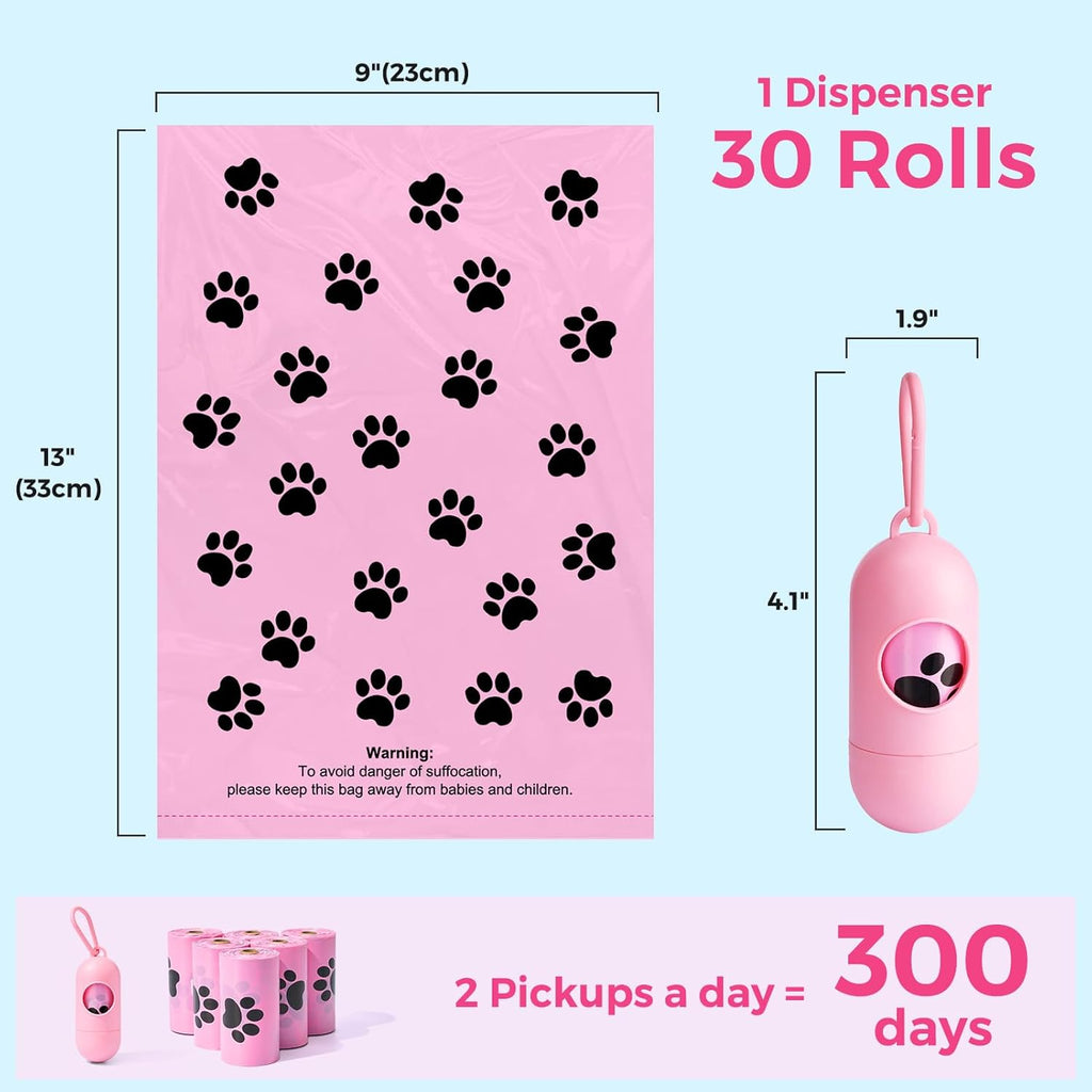 Dyforce portable pet poop bag dispenser attached to a dog leash.
