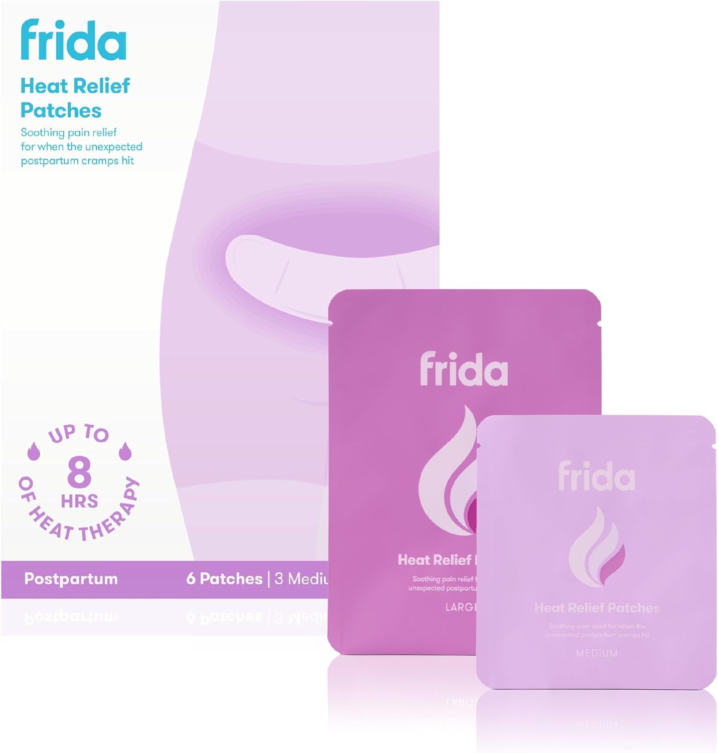 Frida Mom Uterine Recovery Patches front view of the six count packaging box