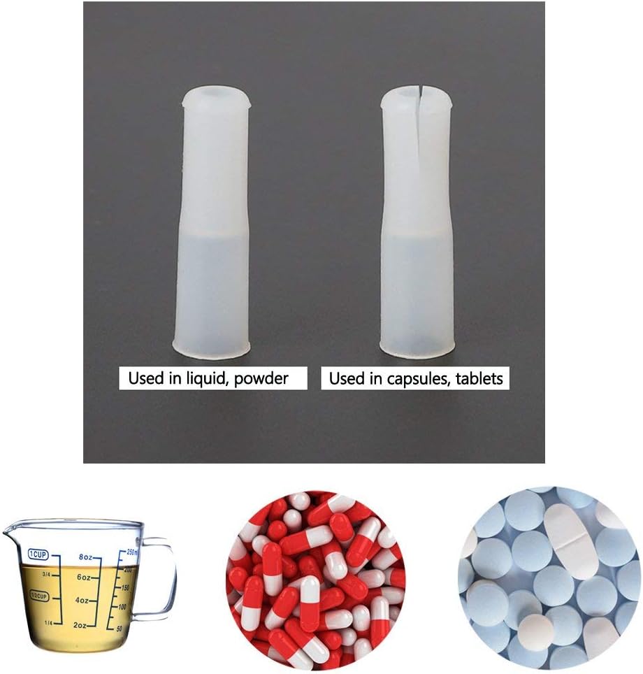Qiyadin pet pill shooter displayed alongside its dual silicone tips