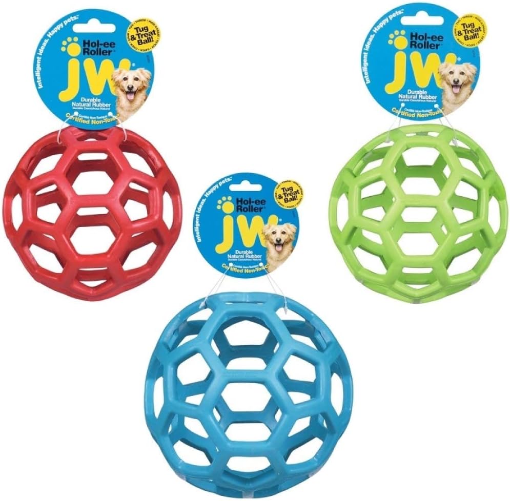 Small JW Pet Hol-ee Roller dog toy showing open-web design for treats