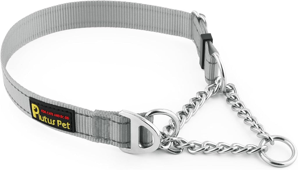 Plutus Pet Martingale Dog Collar with Stainless Steel Chain and Reflective Nylon, Adjustable No Pull Training Collar, for Small Medium, and Large Dogs, Black, M - Image 11