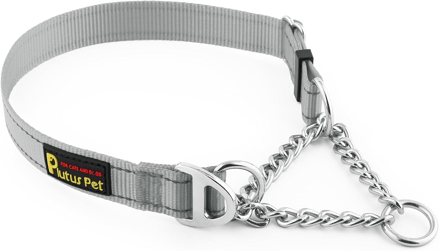Plutus Pet Martingale Dog Collar with Stainless Steel Chain and Reflective Nylon, Adjustable No Pull Training Collar, for Small Medium, and Large Dogs, Black, M - Image 11