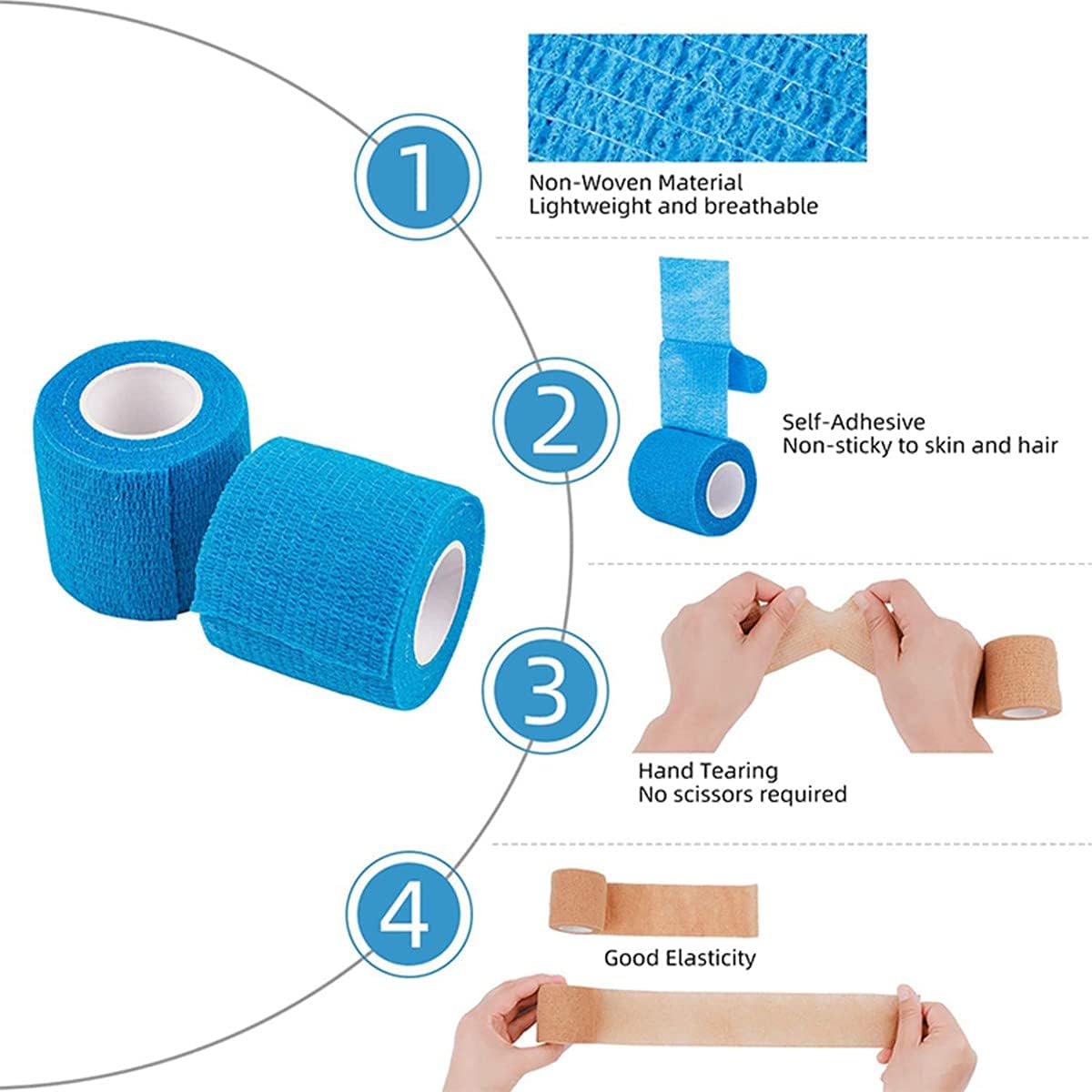 Mataqu self adhesive wrap applied to an ankle for support