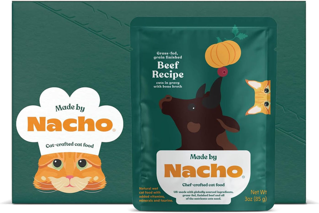 Made by Nacho Wet Cat Food Variety 12 Pack (3oz Each), Cage-Free Chicken, Sustainably Caught Salmon, Grass-Fed Beef with Bone Broth for Extra Hydration, Gravy Cut Pouches - Image 11