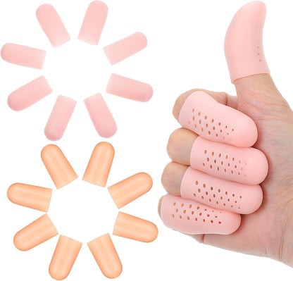 Wanmu Gel Finger Cots with Air Holes 20 Pieces front view package showing skin color protectors.