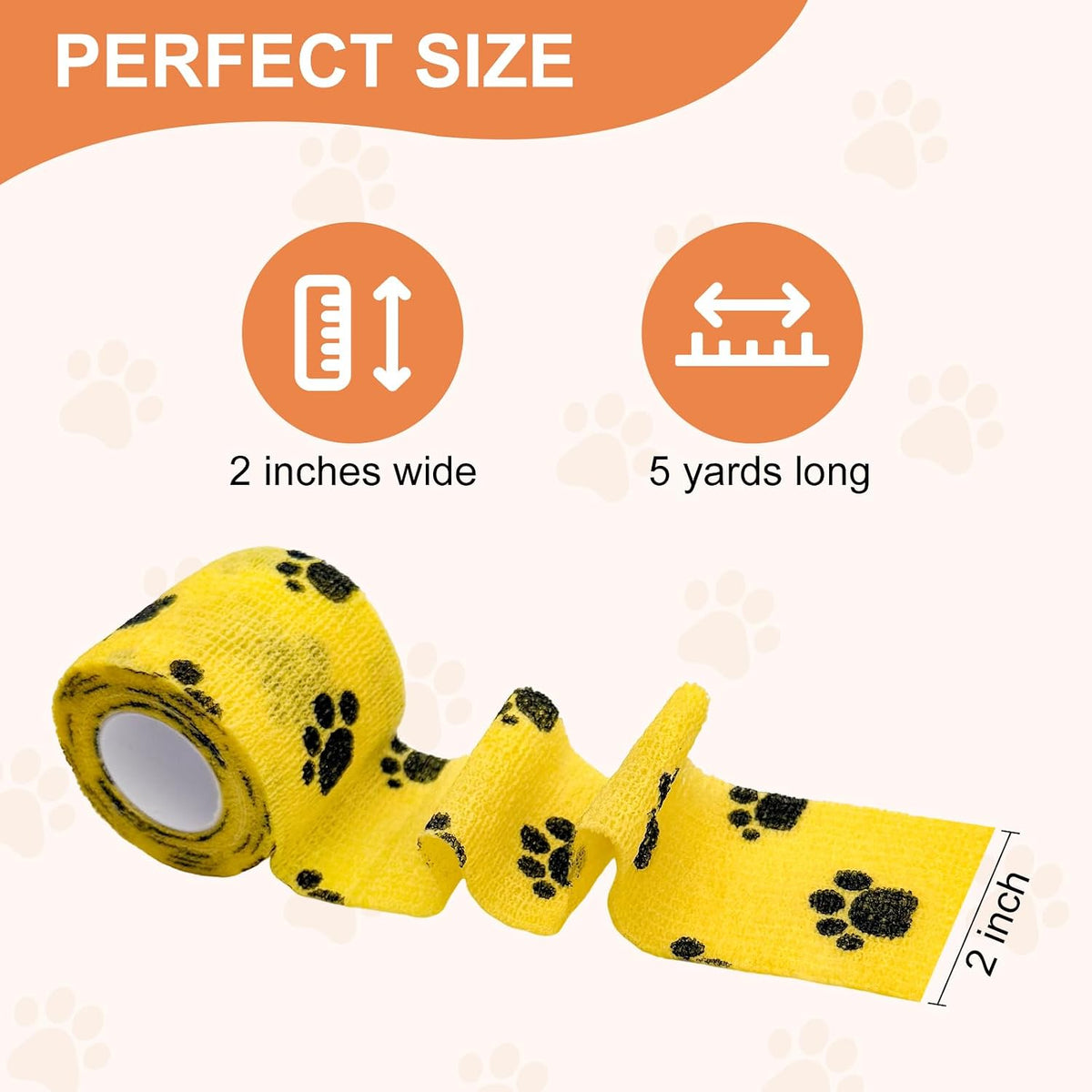 Close up of colorful paw print pattern on Avinli cohesive pet tape