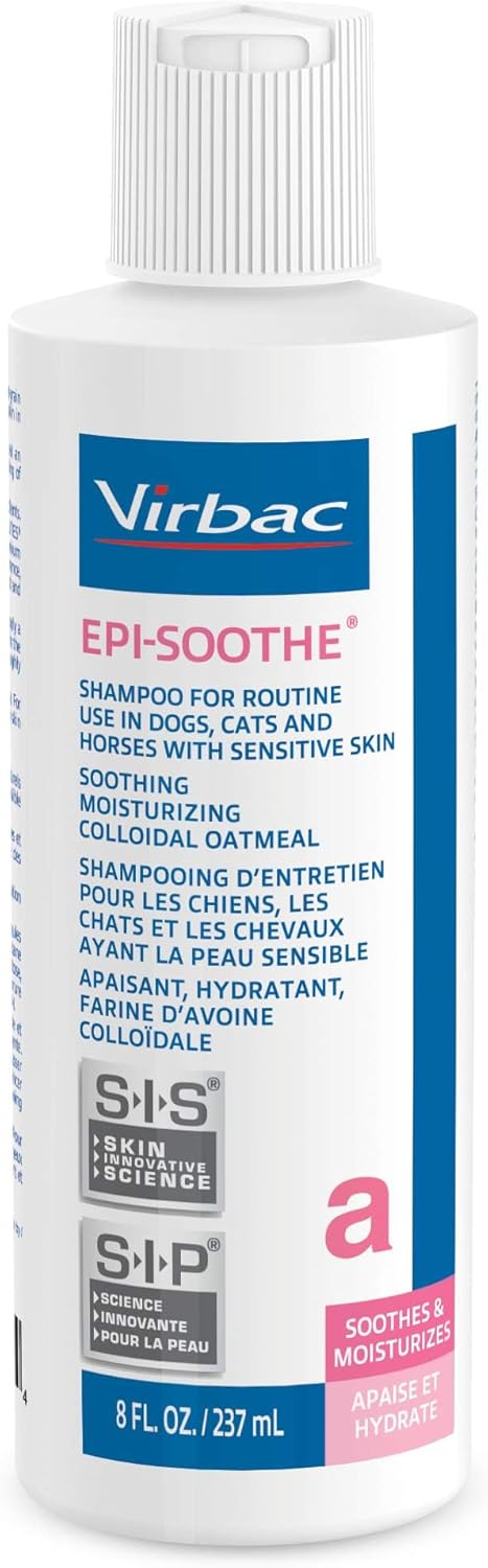 Virbac Epi-Soothe shampoo bottle showing directions for use