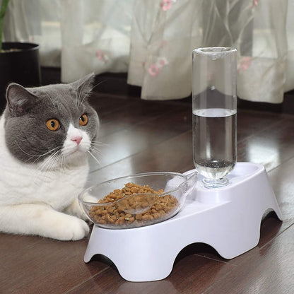 MILIFUN twin pet dish set containing dry food and fresh water for small dogs