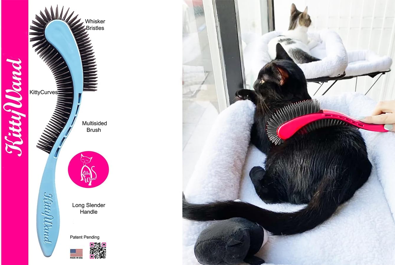 KittyWand blue grooming wand back surface for large area brushing