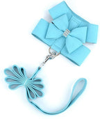 SELMAI puppy vest harness close up of sparkling rhinestone bow detail