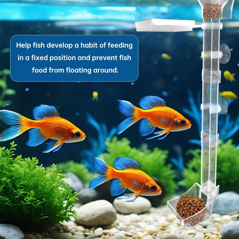 Square large open mouth funnel design of aquarium feeder tube for easy food pouring.