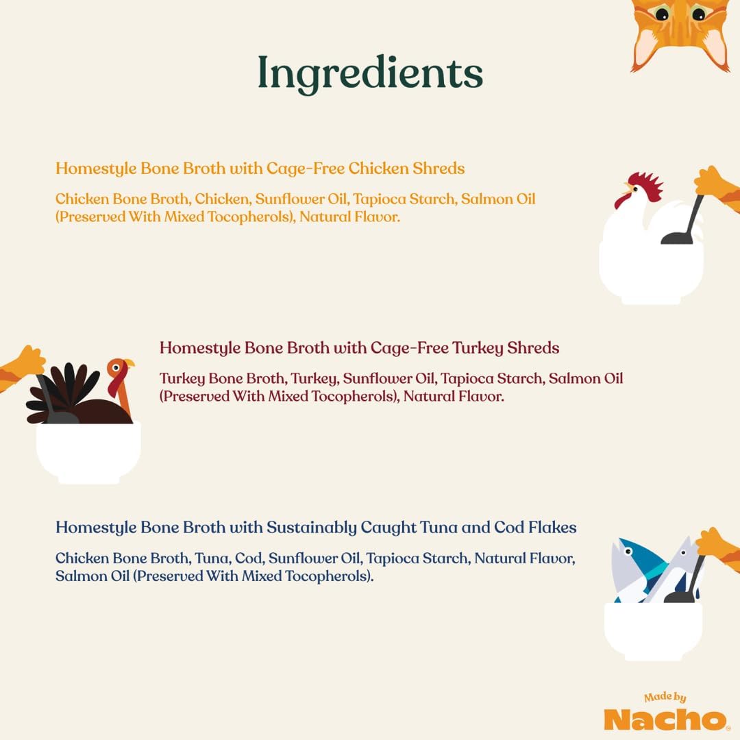 Made By Nacho tuna and cod flakes bone broth pouch for cats
