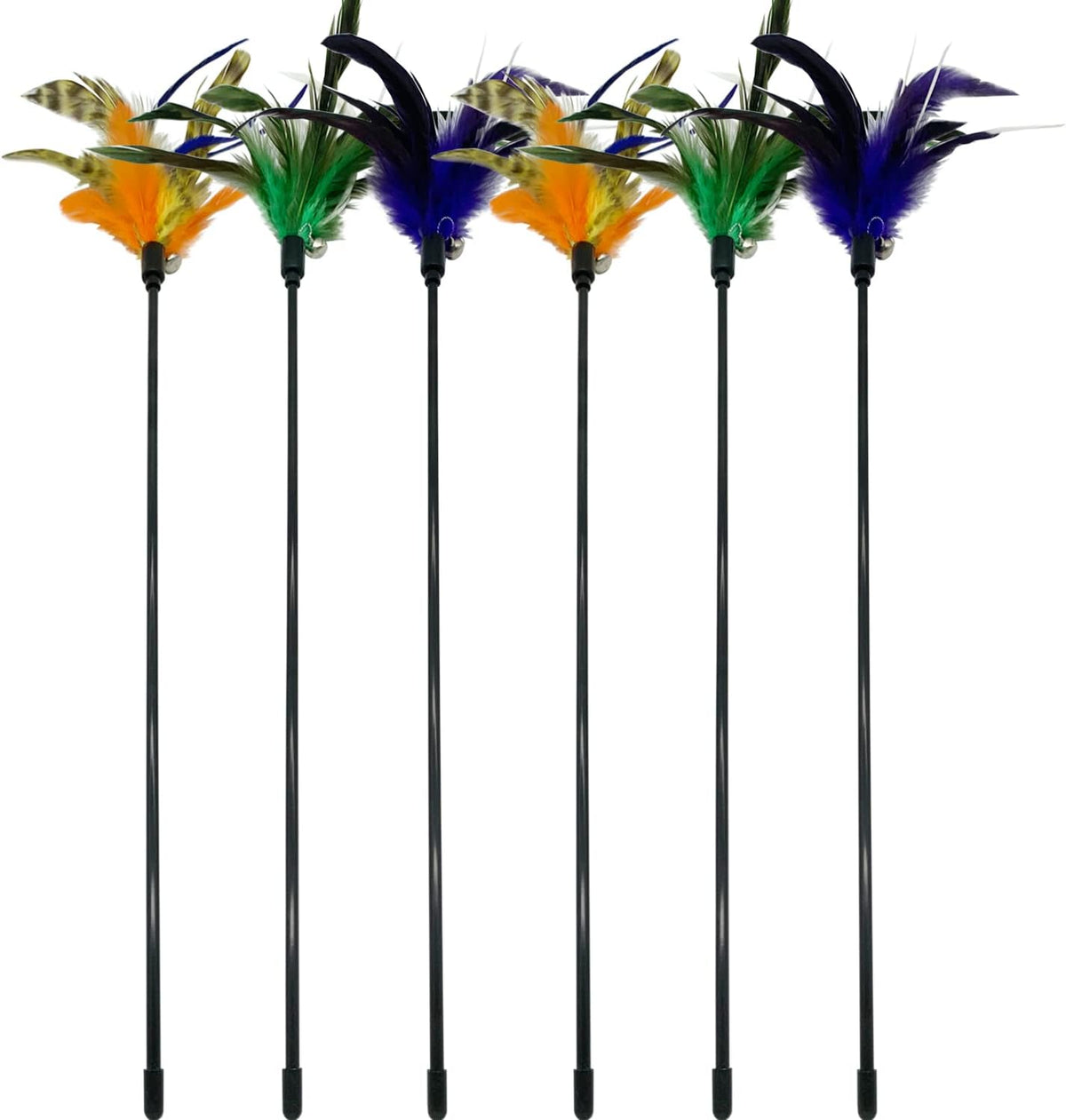 Cat Wand Toy Feather Stick Cat Toys, 6 Pieces Interactive Cat Toy Feathers Wand for Indoor Cats (A) - Image 9