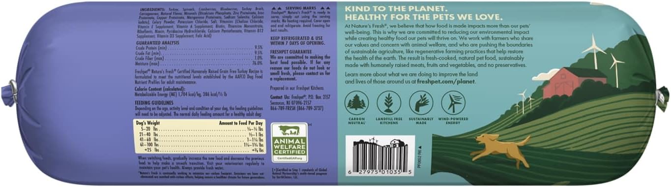 Freshpet 2 pound refrigerated dog food roll side profile