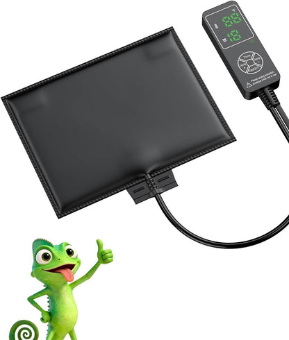 Pawfly reptile heat pad front view showing digital thermostat screen
