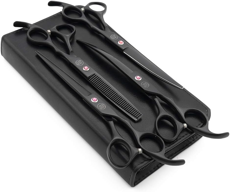 Moontay Professional 7.0" Dog Grooming Scissors Set, 4-pieces Straight, Upward Curved, Downward Curved, Thinning/Blending Shears for Dog, Cat and Pets, JP Stainless Steel, Purple - Image 10