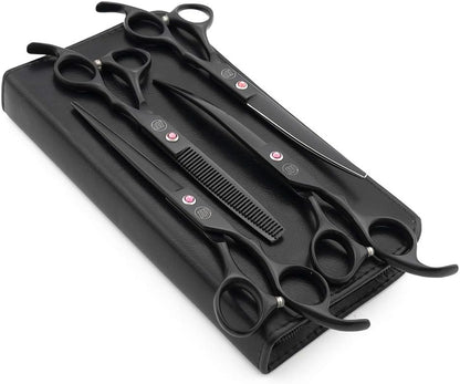 Moontay Professional 7.0" Dog Grooming Scissors Set, 4-pieces Straight, Upward Curved, Downward Curved, Thinning/Blending Shears for Dog, Cat and Pets, JP Stainless Steel, Purple - Image 10