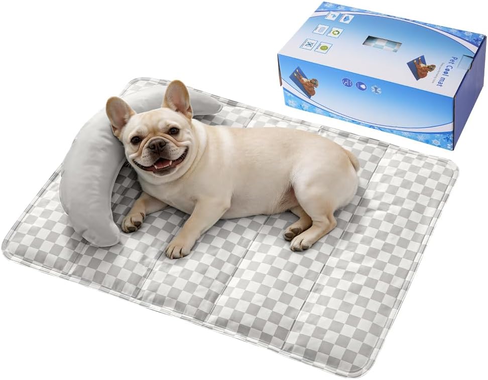 SOMAHE Cooling Mat for Dogs, Self Cooling Gel Pad with Removable Neck Support Pillow, Pet Cooling Mat for Large Dogs, Non-Toxic, All-Day Cooling, 35 x 24 Inches Grey - Image 10