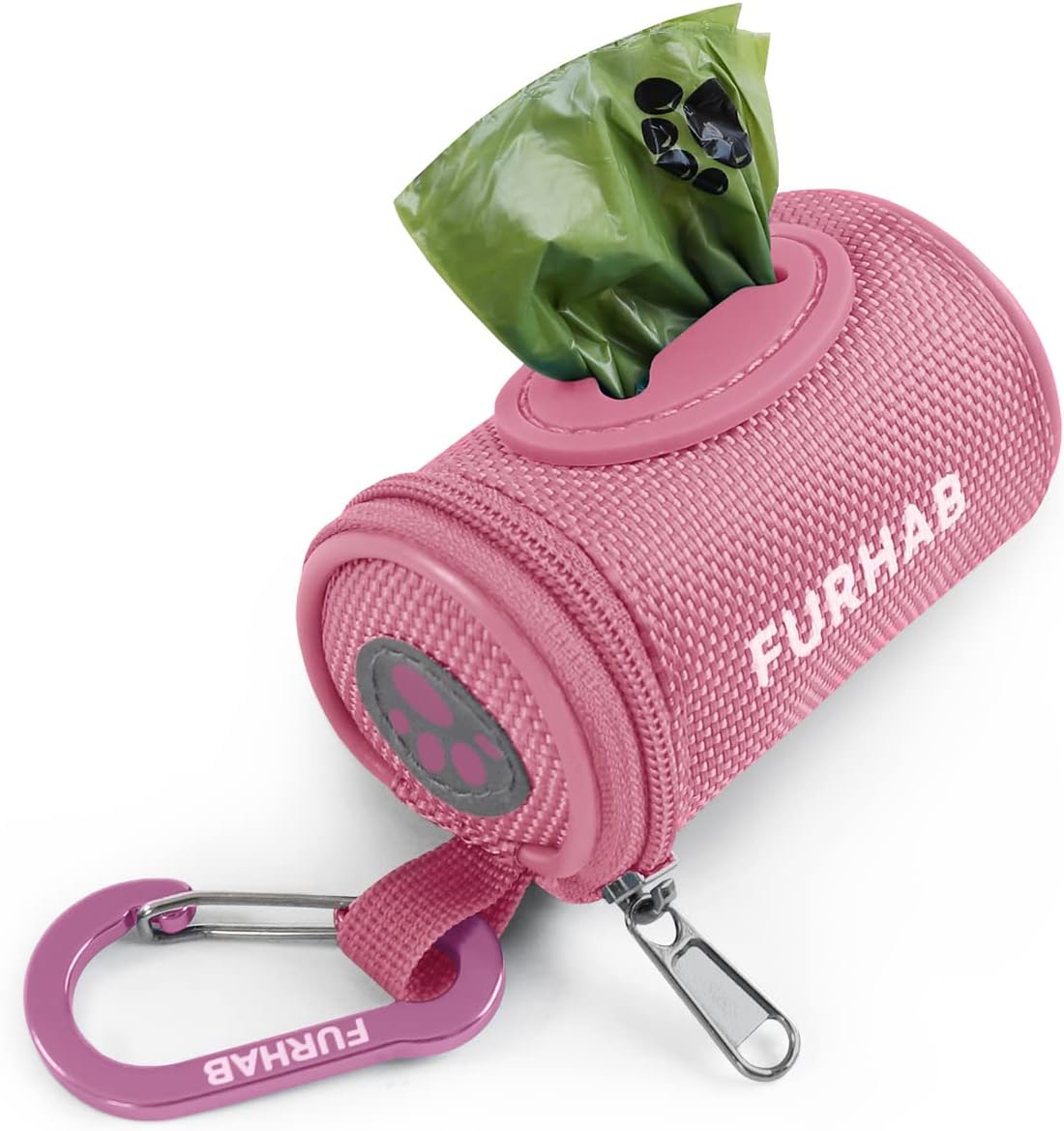FURHAB Dog Poop Bag Holder for Leash Doggie Waste Bag Dispenser Soft Fabric Puppy Potty Carrier Small Doggy Zipper Pouch with Carabiner Clip with 1 Roll of Pet Trash Bags, Black - Image 11