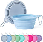 SLSON collapsible dog bowl two pack front view macaron blue and light grey travel pet dishes
