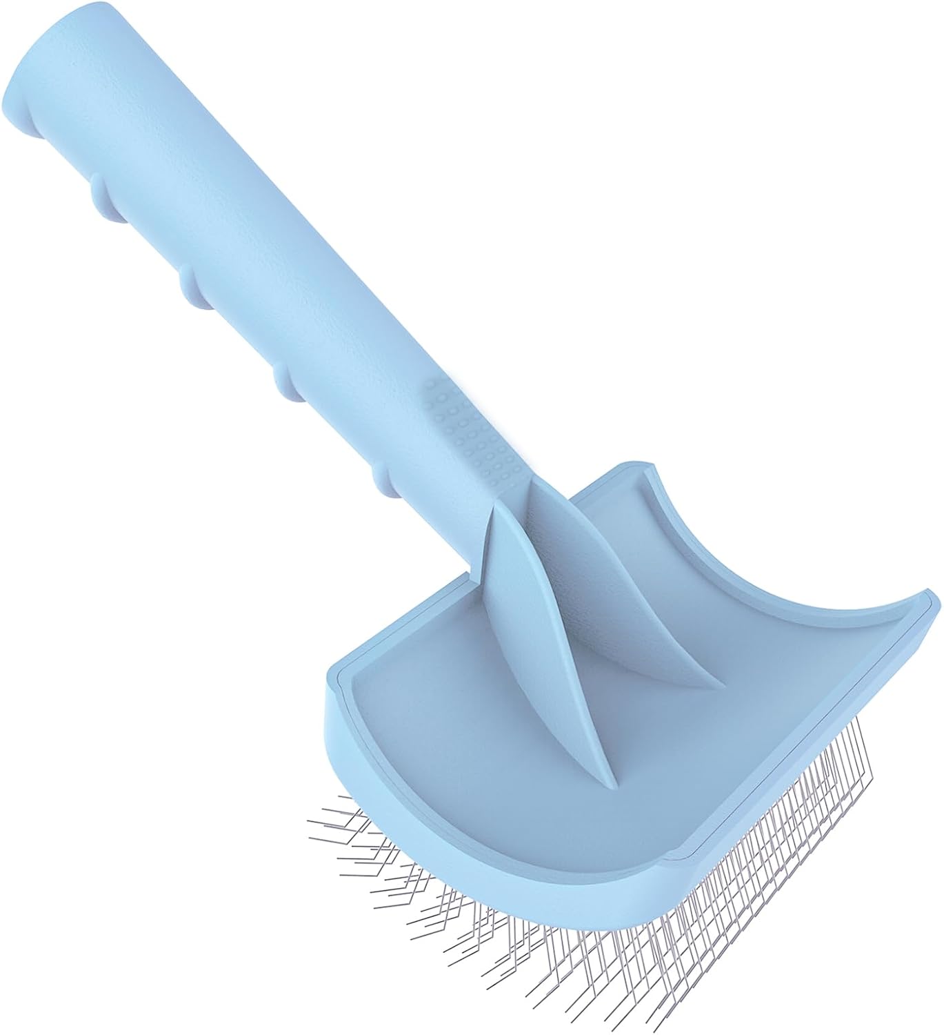 LBMBAIC pet brush demonstrating the one hundred and twenty degree curved head design