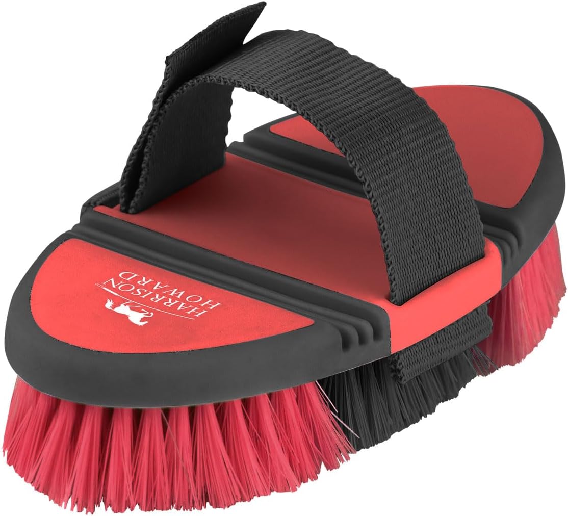 Harrison Howard flexible finish horse grooming brush red front view